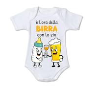 Mr. Gadgets Body neonato divertente “È l’ora della birra con gli zii/spritz con le zie” - Idea regalo zii e zie,zio - cotone 100% - taglie 0-24 mesi (Zio Birra, 18-24 MESI)