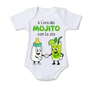 Mr. Gadgets Body neonato divertente “È l’ora della birra con gli zii/spritz con le zie” - Idea regalo zii e zie,zio - cotone 100% - taglie 0-24 mesi (Zio Mojito, 12-18 MESI)