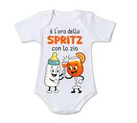 Mr. Gadgets Body neonato divertente “È l’ora della birra con gli zii/spritz con le zie” - Idea regalo zii e zie,zio - cotone 100% - taglie 0-24 mesi (Zio Spritz, 6-12 MESI)