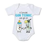 Mr. Gadgets Body neonato divertente “È l’ora della birra con gli zii/spritz con le zie” - Idea regalo zii e zie,zio - cotone 100% - taglie 0-24 mesi (Zii Gin Tonic, 18-24 MESI)