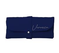 Mr. Gadgets Custodia Porta Occhiali Eco Pelle-Personalizzabile con Nome- (Blu Navy)