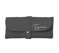 Mr. Gadgets Custodia Porta Occhiali Eco Pelle-Personalizzabile con Nome- (Grigio Scuro)