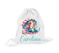 Mr. Gadgets Sacchetta Cambio Asilo Personalizzata con Nome - Tema Sirene e Animaletti del Mare - Sacca Asilo Nido per Bambini, Porta Cambio Bimbo, Idea Regalo Personalizzata