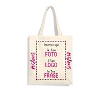 Mr. Gadgets Shopper Personalizzabile 100% cotone riutilizzabile-Con manici lunghezza 67cm -Dimensioni 38x42 (ECRU)