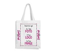 Mr. Gadgets Shopper Personalizzabile 100% cotone riutilizzabile-Con manici lunghezza 67cm -Dimensioni 38x42 (BIANCA)