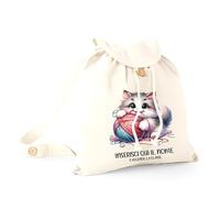 Mr. Gadgets Shopper - Sacchetta Porta Cambio Asilo-.Elementari Personalizzabile Con Nome 100% cotone riutilizzabile-Con manici lunghezza 67cm -Dimensioni 38x42 (Zainetto, Gattino)