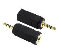 Mr.Gadget's Solutions Adattatore audio stereo da 2,5 mm maschio a femmina 3,5 mm, convertitore jack placcato oro, nero