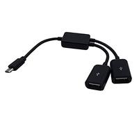 Mr. Gadget's Solutions® Cavo host micro USB, da micro USB maschio a 2 x tipo A Dual USB femmina OTG, adattatore convertitore hub per tablet Android PC e smartphone, nero