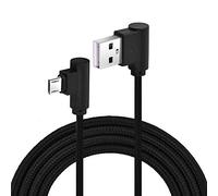 Mr. Gadget's Solutions Cavo micro USB lungo 3M ad angolo retto - progettato per divano, letto, uso esterno - nylon intrecciato 90 gradi USB A a Micro B ricarica e sincronizzazione dati cavo - nero