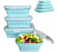 Mr.Gadget's Solutions Contenitori per alimenti in silicone resistente, a prova di perdite, impilabili e facili da pulire, sicuri per congelatore e microonde (blu)