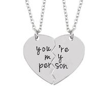 Mr.Gadget's Solutions La firma di Unity-Bond: un set di collane personalizzate con coppia di cuori divisi, Single Chain, Acciaio inossidabile