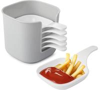 Mr.Gadget's Solutions Set di 6 ciotole per salsa con manico, piccoli piatti per preparazione, contorno, spezie, soia, snack, barbecue, feste, in plastica, colore: bianco