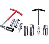 Mr. Gadget's Solutions® Set di chiavi a bussola per candela, 16 mm, 18 mm, 21 mm, chiave a T con chiave a bussola per la rimozione delle candele con impugnatura in gomma, adatta per auto/bici