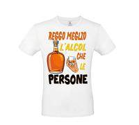Mr. Gadgets T-Shirt Maglietta - con Scritta e Grafica Simpatica Reggo Meglio L'Alcol Che Le Persone (Taglia L)