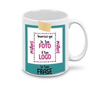 Mr. Gadgets Tazza in Ceramica Personalizzata con Foto e Scritta Cornice Stile Istantanea Vintage (Mod.3)