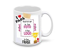 Mr. Gadgets Tazza in Ceramica Personalizzata con Foto e Scritta Cornice Stile Istantanea Vintage (Speciale Festa del Papà)