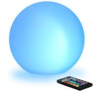 Mr.Go Lampada solare a sfera a LED da 20,3 cm, cambia colore, lampada a sfera da giardino, impermeabile, con picchetto, telecomando, accensione e spegnimento automatico, 16 colori RGB dimmerabili per