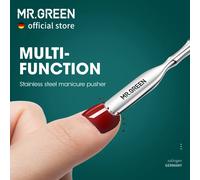 MR.GREEN spingi cuticole Double Ended Nail Polish Remover Manicure Pusher Tool Nail Dirt Cleaner acciaio inossidabile Dead Skin Pusher