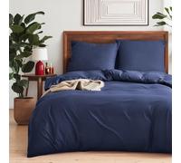 MR&HM Biancheria da letto 200 x 220 cm, 3 pezzi, blu navy, copripiumino in microfibra, 200 x 220 cm, set con 2 federe da 80 x 80 cm, copripiumino comodo e morbido per tutte le stagioni con chiusura