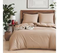MR&HM Biancheria da letto 200 x 220 cm, 3 pezzi, colore beige, copripiumino in microfibra, 200 x 220 cm, set con 2 federe da 80 x 80 cm, copripiumino confortevole e morbido per tutte le stagioni con