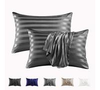 MR&HM Satin Pillowcase for Hair and Skin, Silk Satin Pillowcase 2 Pack, Standard Size Pillow Cases Set of 2, Silky Pillow Cover with Envelope Closure