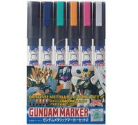 MR HOBBY GMS-125 GUNDAM MARKER METALLIC MARKER SET 2 . SET 6 COLORI