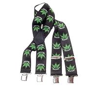 MR.M Bretelle uomo BIKER, 2+2 clips incrocio X Extra Larghe, Regolabili a 195cm, Finiture vera pelle (High life)