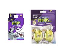 Mr Magic, Zero Odori per Pattumiere e Piccoli Ambienti, Pratici Adesivi & Ovetto Assorbi Odori Frigo, con Estratti Naturali di Limone, Confezione Bi-pack