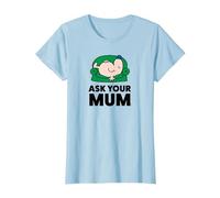 Mr. Men Little Miss Mr Lazy Chiedi a Tua Madre Maglietta, Donna, Celeste, L