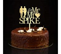 Mr & Mr Birthday Cupcake Topper Oro Due sposi LGBT Topper per torta di compleanno per anniversario Sesso rivelare cibo Picks Decorazioni per torte riutilizzabili personalizzati sposi cuori cognome