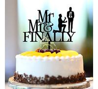 Mr & Mr Cake Topper Acrilico Nero Romantico Gay Lui E Il Suo Matrimonio Topper Silhouette Love Gay Decorazioni Matrimonio Personalizzato Coppia Gay Regali 15,2 cm