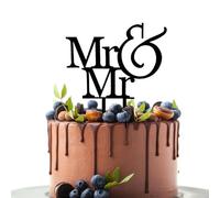 Mr & Mr Cake Topper Matrimonio, Coppie cake topper Mr e Mr Pride Cake Toppers Nero Acrilico Gay Gift per Wedding Anniversary Party