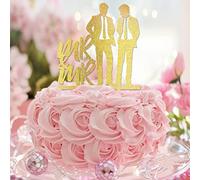Mr & Mr Silhouette Wedding Cake Toppers Glitter Gold Funny His And His Wedding Cake Topper Silhouette Due testimoni dello sposo Decorazioni di nozze Personalizza nomi di coppia Est Date Uomini Regali