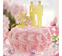 Mr & Mr Silhouette Wedding Cake Toppers Glitter Gold Love Gay His And His Retro Wedding Cake Toppers Silhouette Wedding Party Supplies Personalizza Nome di Famiglia Data Est Uomini Regali di