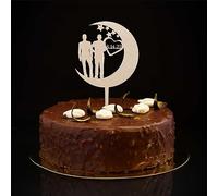 Mr & Mr - Topper per torta con scritta in inglese "His And His Gay Happy Birthday", monogramma Love Is Love, in acrilico, nero, per matrimoni, matrimoni, matrimoni, pasticcini, regali riutilizzabili