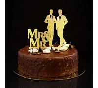 Mr & Mr Wedding Cake Toppers Glitter Gold Retro Gay His And His Wedding Cake Topper Silhouette LGBTQ Gay Wedding Engagement Party Decor Personalizza Nome Data Est Regali Coppia Gay 15,2 cm