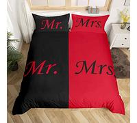 Mr Mrs Bedding Set Nero Rosso Creativo Comforter Cover per Amante Coppia San Valentino Copripiumino Love Man Woman Romance Traspirante Biancheria da letto & Biancheria da letto & Lino Super King