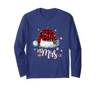 Mr Mrs Claus - Coppia di Pigiami per Lui e lei Maglia a Manica, Unisex per Adulti, Navy, M
