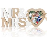 Mr & Mrs Decorazione per Matrimonio con Cornice Cuore Regalo per Coppia di sposi Decorazione da Tavolo Matrimonio Vintage Lettere in Legno per Cerimonia Festa Decorazione per la casa Oggetti di Scena