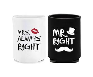 Mr Mrs Drink Cooler Wrap - Duo isolante elastico per lattine, protezione termica leggera per bevande | L'elegante accessorio per feste di coppia migliora l'esperienza di ristoro portatile, i viaggi di