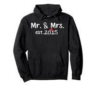Mr. & Mrs. EST. 2015 Anniversario d'Amore Marito Moglie Coppia T Felpa con Cappuccio