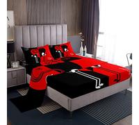Mr Mrs Lenzuolo con angoli Coppia Romantico Set di biancheria da letto per matrimonio Love Birds Uomo Donna Romance Set Lenzuola Nero Rosso San Valentino Regalo Letto Ultra Morbido Matrimoniale Dimen