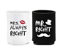 Mr Mrs Maniche - Black And White Set Di Isolanti | Coperture Per Bottiglie Romantiche Per Sposo, Radiatori Di Bevande Regalo Di Coppia | Riutilizzabile Può Avvolgere Per Il Campeggio, Il Portellone