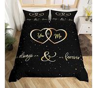 Mr Mrs Set di biancheria da letto You and Me Copripiumino per coppia amante Lui e Lei copripiumino con citazioni divertenti oro e nero romantico matrimonio traspirante copripiumino matrimoniale