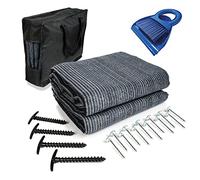 Mr Nomad stuoia campeggio 4,0 m x 2,5 m - tappeto da campeggio blu/grigio in polietilene, pavimento ideale per veranda con borsa per il trasporto, 4 picchetti a T e 12 chiodi in acciaio