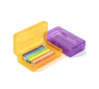 Mr. Pen - Astuccio per matite, 3 pezzi, colori assortiti per bambini, astuccio in plastica rigida, scatola piccola per matite e pastelli scolastici, Viola & Giallo, 2 Pack, Classico