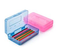 Mr. Pen - Astuccio portapenne, 2 pezzi, i assortiti, per bambini, matite in plastica, rigido, la scuola, scatola pastelli, di piccola portaoggetti