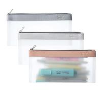 Mr. Pen - Astuccio trasparente per matite, 21,6 x 10,8 cm, confezione da 3 pezzi, materiale TPU resistente, astuccio medio resistente all'acqua con cerniera liscia, astuccio trasparente multiuso per