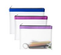 Mr. Pen - Astuccio trasparente per matite, 22,9 x 17,48 cm, confezione da 3 pezzi, materiale TPU resistente | Grandi sacchetti impermeabili con cerniera liscia, sacchetto trasparente multiuso per