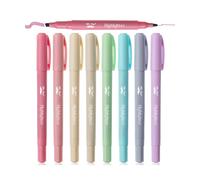 Mr. Pen - Evidenziatori a doppia punta, colori assortiti, confezione da 8, punta fine e a scalpello, simpatici pennarelli evidenziatori